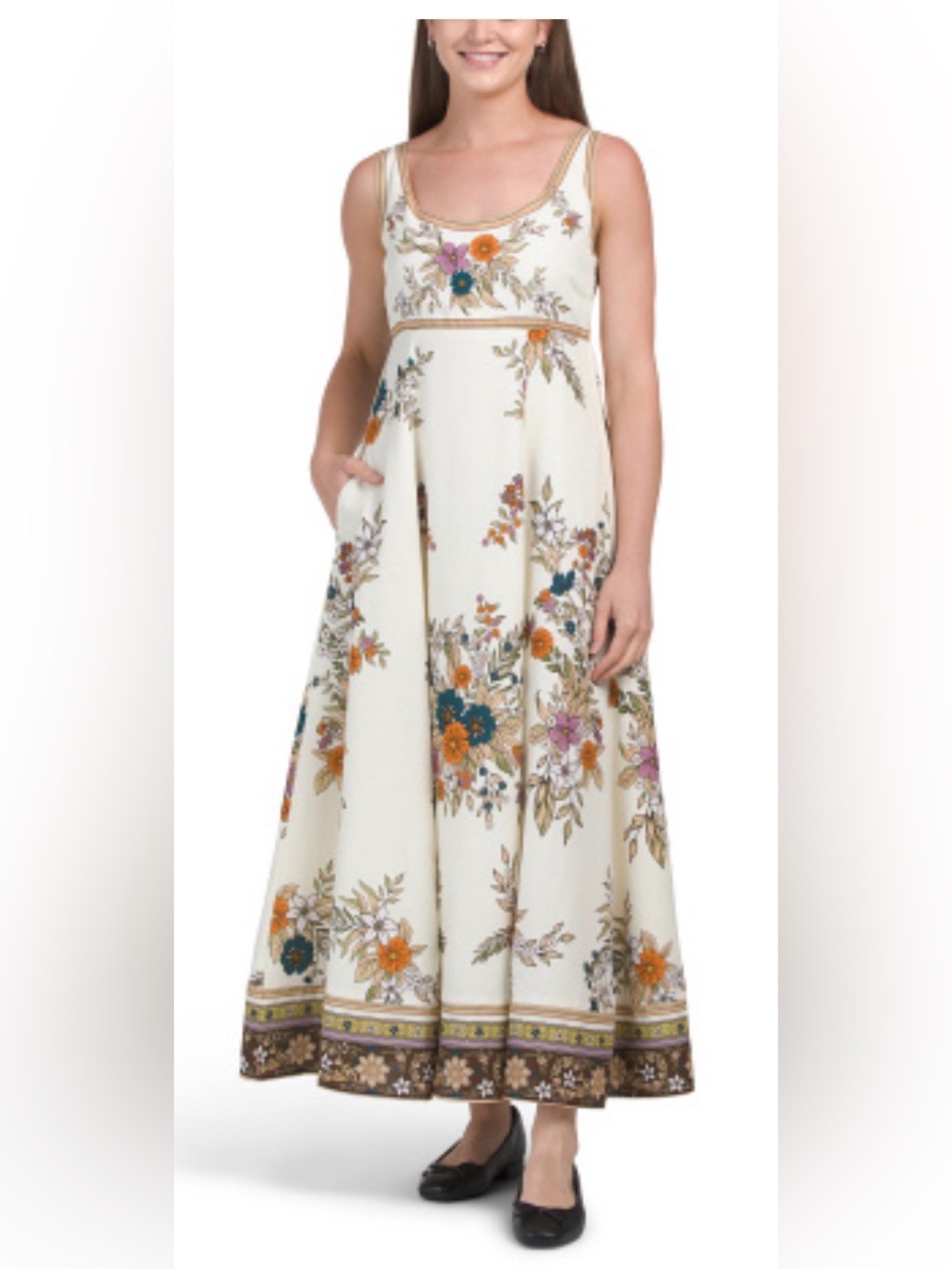 Lucky Brand Cream Floral Maxi Dress XS